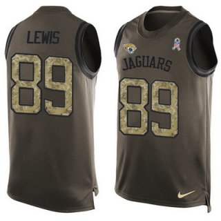 Men's Jacksonville Jaguars #89 Marcedes Lewis Green Salute to Service Hot Pressing Player Name & Number Nike NFL Tank Top Jersey