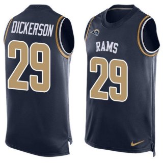 Men's Los Angeles Rams #29 Eric Dickerson Navy Blue Hot Pressing Player Name & Number Nike NFL Tank Top Jersey