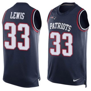 Men's New England Patriots #33 Dion Lewis Navy Blue Hot Pressing Player Name & Number Nike NFL Tank Top Jersey