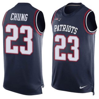 Men's New England Patriots #23 Patrick Chung Navy Blue Hot Pressing Player Name & Number Nike NFL Tank Top Jersey