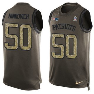 Men's New England Patriots #50 Rob Ninkovich Green Salute to Service Hot Pressing Player Name & Number Nike NFL Tank Top Jersey