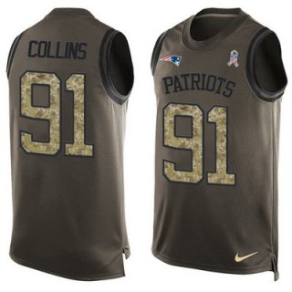 Men's New England Patriots #91 Jamie Collins Green Salute to Service Hot Pressing Player Name & Number Nike NFL Tank Top Jersey