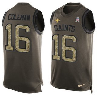 Men's New Orleans Saints #16 Brandon Coleman Green Salute to Service Hot Pressing Player Name & Number Nike NFL Tank Top Jersey