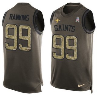 Men's New Orleans Saints #99 Sheldon Rankins Green Salute to Service Hot Pressing Player Name & Number Nike NFL Tank Top Jersey