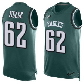 Men's Philadelphia Eagles #62 Jason Kelce Midnight Green Hot Pressing Player Name & Number Nike NFL Tank Top Jersey