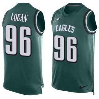 Men's Philadelphia Eagles #96 Bennie Logan Midnight Green Hot Pressing Player Name & Number Nike NFL Tank Top Jersey