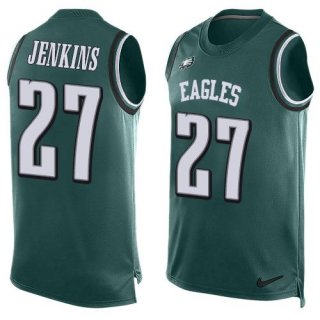 Men's Philadelphia Eagles #27 Malcolm Jenkins Midnight Green Hot Pressing Player Name & Number Nike NFL Tank Top Jersey