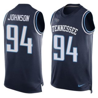 Men's Tennessee Titans #94 Austin Johnson Navy Blue Hot Pressing Player Name & Number Nike NFL Tank Top Jersey