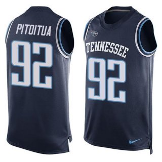 Men's Tennessee Titans #92 Ropati Pitoitua Navy Blue Hot Pressing Player Name & Number Nike NFL Tank Top Jersey