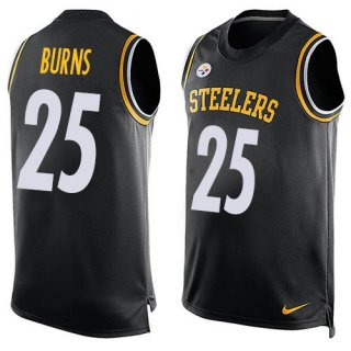 Men's Pittsburgh Steelers #25 Artie Burns Black Hot Pressing Player Name & Number Nike NFL Tank Top Jersey