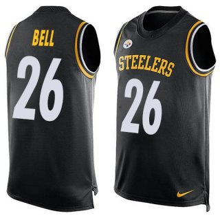 Men's Pittsburgh Steelers #26 Le'Veon Bell Black Hot Pressing Player Name & Number Nike NFL Tank Top Jersey