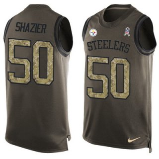 Men's Pittsburgh Steelers #50 Ryan Shazier Green Salute to Service Hot Pressing Player Name & Number Nike NFL Tank Top Jersey