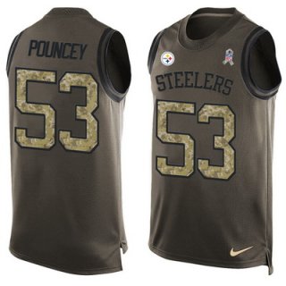 Men's Pittsburgh Steelers #53 Maurkice Pouncey Green Salute to Service Hot Pressing Player Name & Number Nike NFL Tank Top Jersey