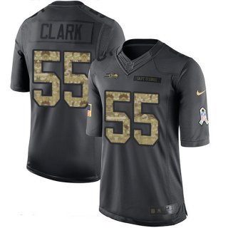 Men's Seattle Seahawks #55 Frank Clark Black Anthracite 2016 Salute To Service Stitched NFL Nike Limited Jersey