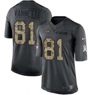 Men's Seattle Seahawks #81 Nick Vannett Black Anthracite 2016 Salute To Service Stitched NFL Nike Limited Jersey