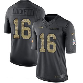 Men's Seattle Seahawks #16 Tyler Lockett Black Anthracite 2016 Salute To Service Stitched NFL Nike Limited Jersey