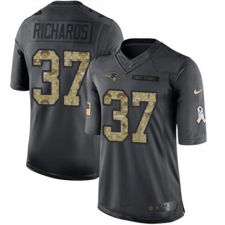 Men's New England Patriots #37 Jordan Richards Black Anthracite 2016 Salute To Service Stitched NFL Nike Limited Jersey_