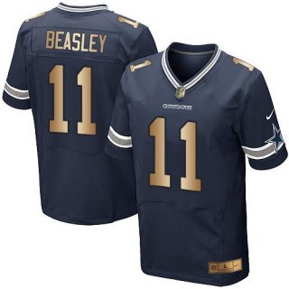 Nike Cowboys #11 Cole Beasley Navy Blue Team Color Men's Stitched NFL Elite Gold Jersey