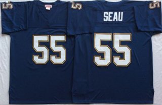 Mitchell And Ness 1994 Chargers #55 Junior Seau Navy Blue Throwback Stitched NFL Jersey