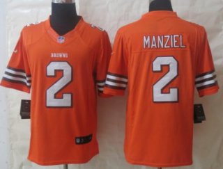 Nike Cleveland Browns #2 Johnny Manziel Orange Limited Jersey