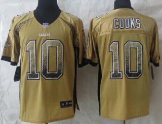 Nike New Orleans Saints #10 Brandin Cooks Drift Fashion Gold Elite Jersey