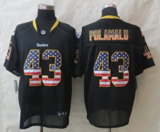 Nike Pittsburgh Steelers #43 Troy Polamalu 2014 USA Flag Fashion Black Elite Jersey