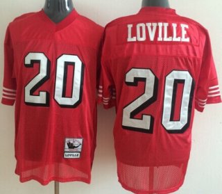 San Francisco 49ers #20 Derek Loville Red Throwback Jersey