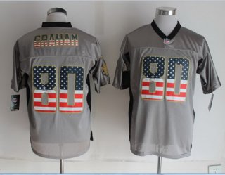 Nike New Orleans Saints #80 Jimmy Graham 2014 USA Flag Fashion Gray Elite Jersey