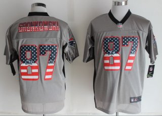 Nike New England Patriots #87 Rob Gronkowski 2014 USA Flag Fashion Gray Elite Jersey