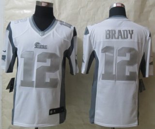 Nike New England Patriots #12 Tom Brady Platinum White Limited Jersey