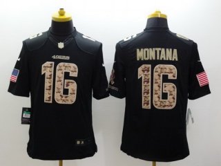 Nike San Francisco 49ers #16 Joe Montana Salute to Service Black Limited Jersey