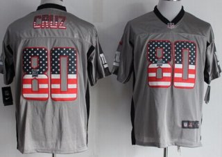 Nike New York Giants #80 Victor Cruz 2014 USA Flag Fashion Gray Elite Jersey