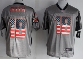 Nike Cincinnati Bengals #18 A.J. Green 2014 USA Flag Fashion Gray Elite Jersey