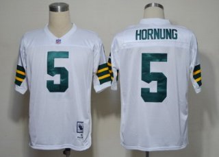 Green Bay Packers #5 Paul Hornung White Short-Sleeved Throwback Jersey