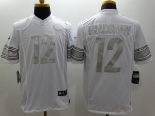 Nike Pittsburgh Steelers #12 Terry Bradshaw Platinum White Limited Jersey