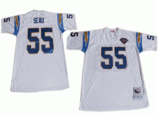 San Diego Chargers #55 Junior Seau White 75TH Throwback Jersey