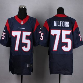 Nike Houston Texans #75 Vince Wilfork Blue Elite Jersey