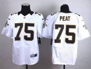 Nike New Orleans Saints #75 Andrus Peat White Elite Jersey