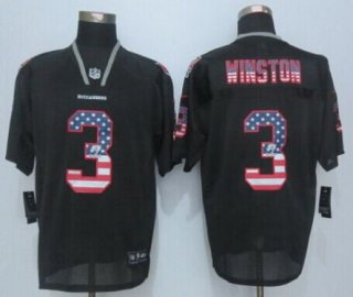 Men's Tampa Bay Buccaneers #3 Jameis Winston 2014 Nike USA Flag Fashion Black Elite Jersey