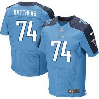 Men's Tennessee Titans #74 Bruce Matthews Nike Light Blue Elite Jersey