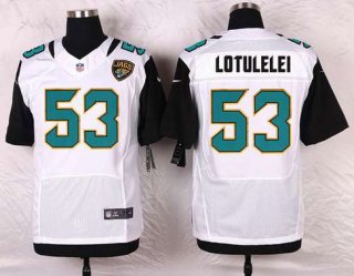 Men's Jacksonville Jaguars #53 John Lotulelei White Road NFL Nike Elite Jersey