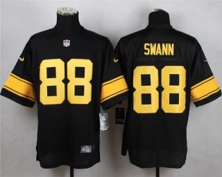 Men's Pittsburgh Steelers #88 Lynn Swann Black With Yellow Retired Player Nike NFL Elite Jersey