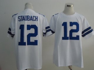 Dallas Cowboys #12 Roger Staubach White Throwback Jersey