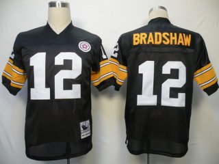 Pittsburgh Steelers #12 Terry Bradshaw Black Throwback Jersey