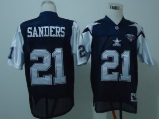 Dallas Cowboys #21 Deion Sanders Blue Thanksgiving 75TH Throwback Jersey