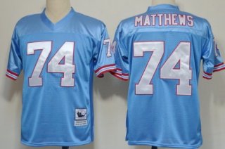 Houston Oilers #74 Bruce Matthews Light Blue Throwback Jersey