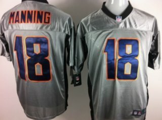 Nike Denver Broncos #18 Peyton Manning Gray Shadow Elite Jersey