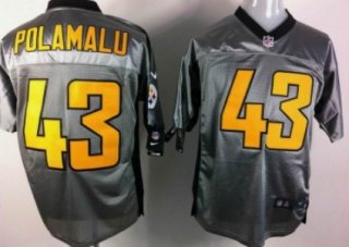 Nike Pittsburgh Steelers #43 Troy Polamalu Gray Shadow Elite Jersey