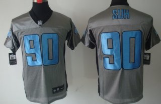 Nike Detroit Lions #90 Ndamukong Suh Gray Shadow Elite Jersey