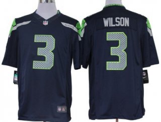 Nike Seattle Seahawks #3 Russell Wilson Navy Blue Limited Jersey